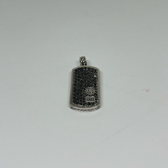 David Yurman dog tag pendent with black diamonds - Picture 3 of 7